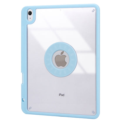 Z102B for iPad 10.2 (2021)/(2020)/(2019) Bluetooth Keyboard Leather Protective Cover + Transparent Back Case with Triangle Stand and Built-in Pen Slot