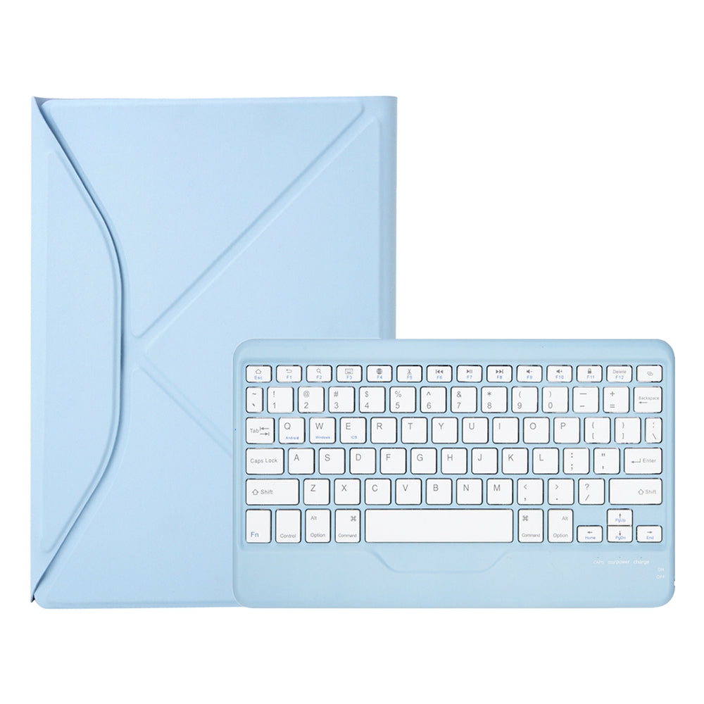 Z102B for iPad 10.2 (2021)/(2020)/(2019) Bluetooth Keyboard Leather Protective Cover + Transparent Back Case with Triangle Stand and Built-in Pen Slot