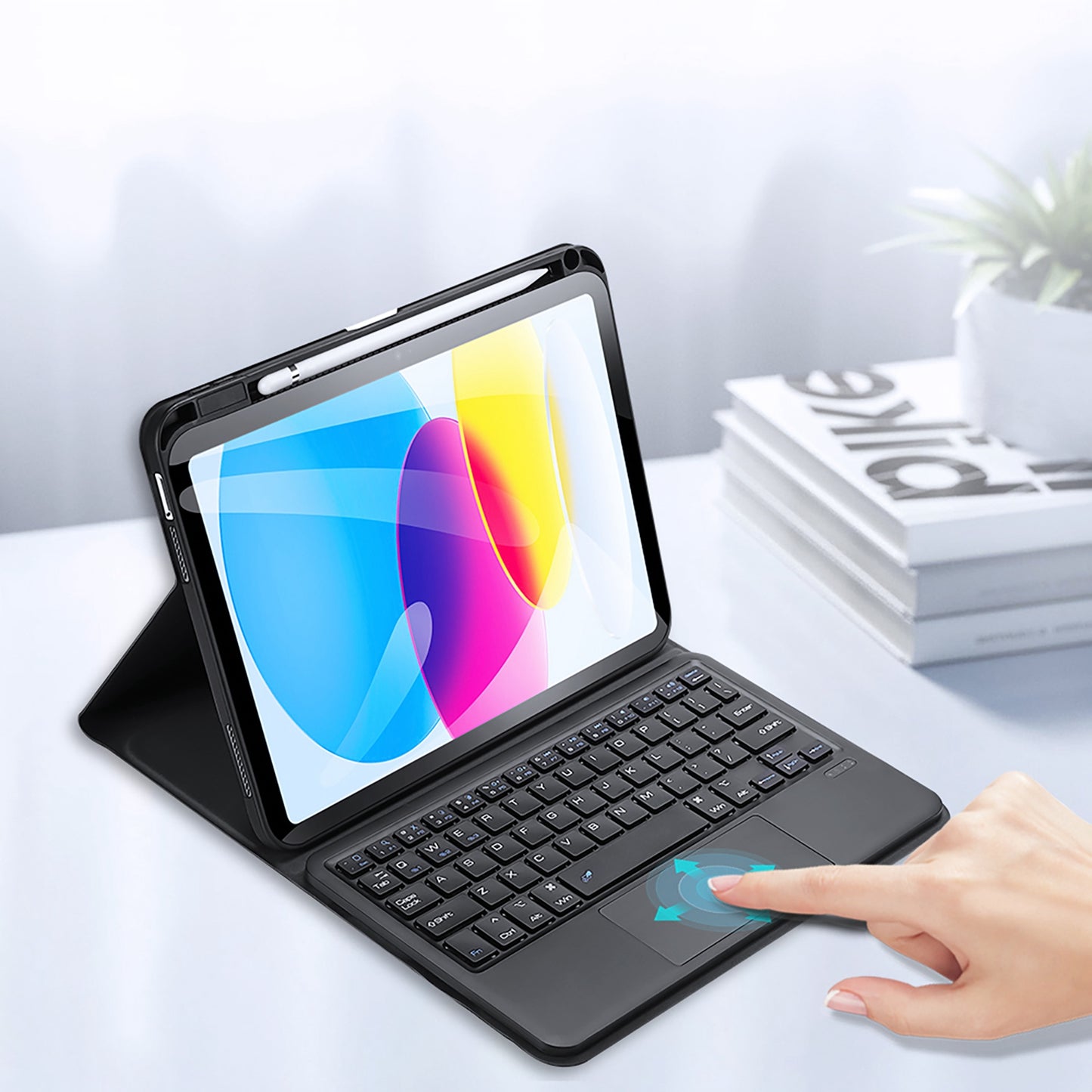 DUX DUCIS For iPad 10.9 (2022) Detachable Bluetooth Touchpad Keyboard Case PU Leather Tablet Cover with Foldable Stand
