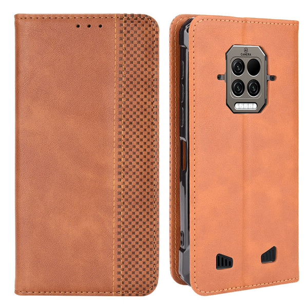 Retro Textured Surface Leather and TPU Flip Phone Leather Case Shockproof Leather Phone Wallet Stand Cover for Doogee S86 / S86 Pro