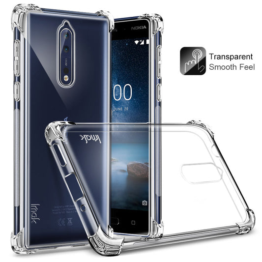 IMAK Smooth Feel Airbag Shockproof TPU Shell + Anti-explosion Screen Film for Nokia 8