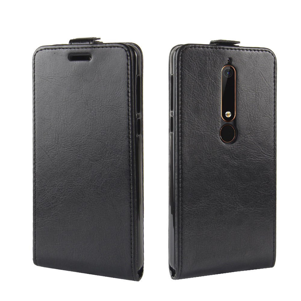 Crazy Horse Vertical Leather Card Holder Case for Nokia 6.1 (5.5-inch)