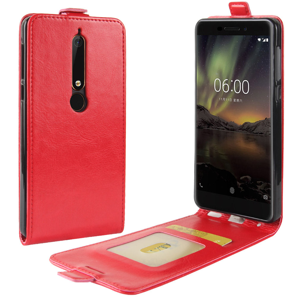 Crazy Horse Vertical Leather Card Holder Case for Nokia 6.1 (5.5-inch)
