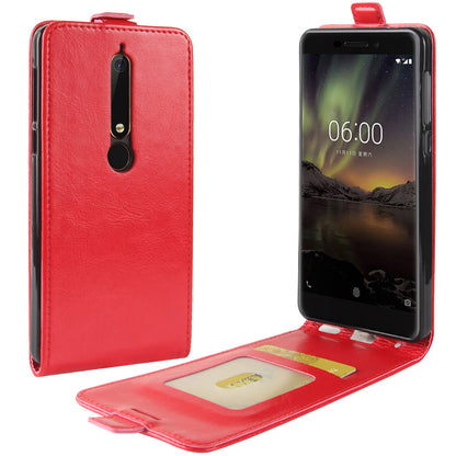Crazy Horse Vertical Leather Card Holder Case for Nokia 6.1 (5.5-inch)