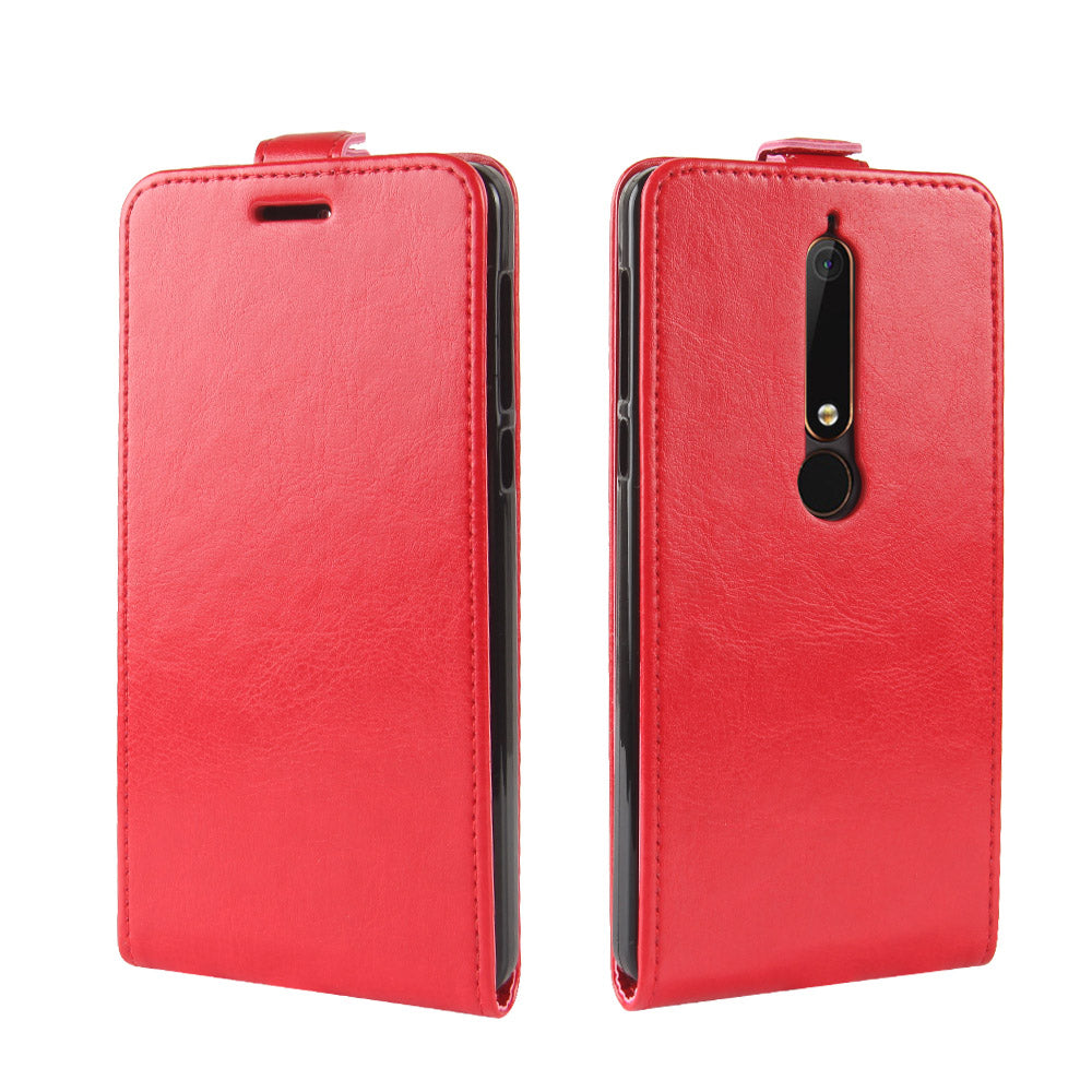 Crazy Horse Vertical Leather Card Holder Case for Nokia 6.1 (5.5-inch)