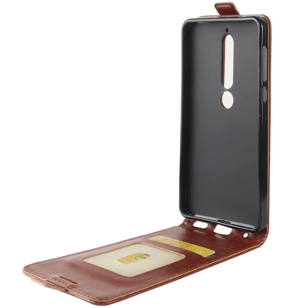 Crazy Horse Vertical Leather Card Holder Case for Nokia 6.1 (5.5-inch)