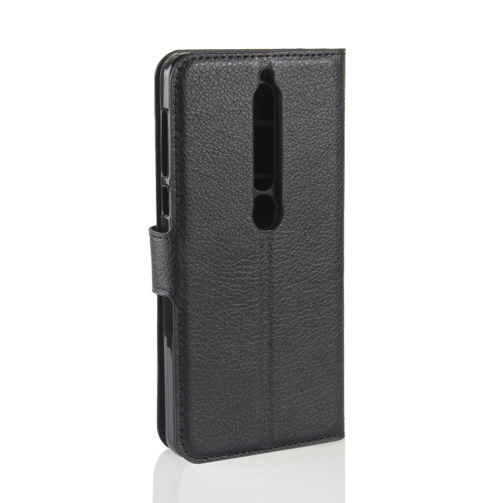 Litchi Texture PU Leather Wallet Stand Mobile Phone Shell for Nokia 6.1 (5.5-inch)