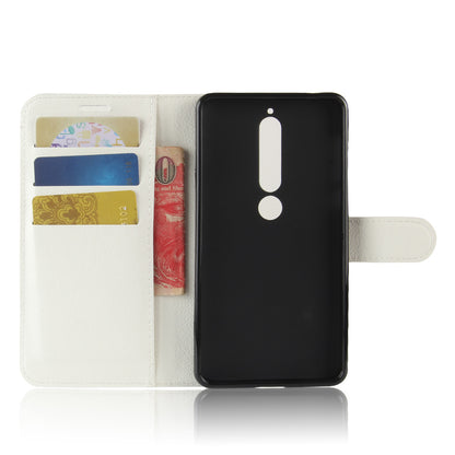Litchi Texture PU Leather Wallet Stand Mobile Phone Shell for Nokia 6.1 (5.5-inch)