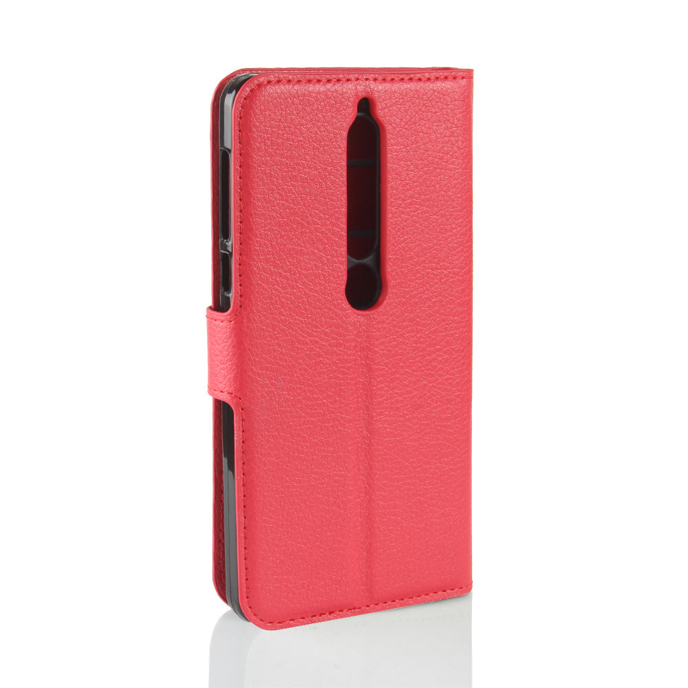 Litchi Texture PU Leather Wallet Stand Mobile Phone Shell for Nokia 6.1 (5.5-inch)