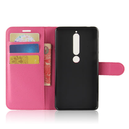 Litchi Texture PU Leather Wallet Stand Mobile Phone Shell for Nokia 6.1 (5.5-inch)