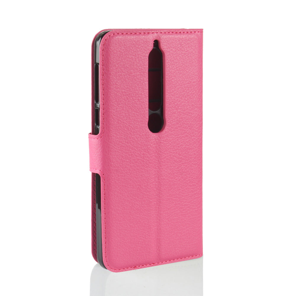 Litchi Texture PU Leather Wallet Stand Mobile Phone Shell for Nokia 6.1 (5.5-inch)