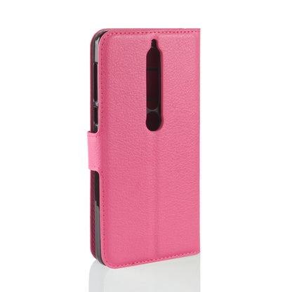 Litchi Texture PU Leather Wallet Stand Mobile Phone Shell for Nokia 6.1 (5.5-inch)