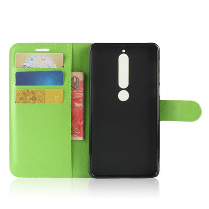 Litchi Texture PU Leather Wallet Stand Mobile Phone Shell for Nokia 6.1 (5.5-inch)