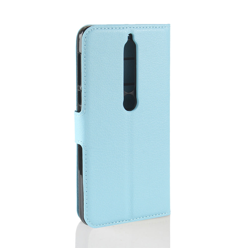 Litchi Texture PU Leather Wallet Stand Mobile Phone Shell for Nokia 6.1 (5.5-inch)