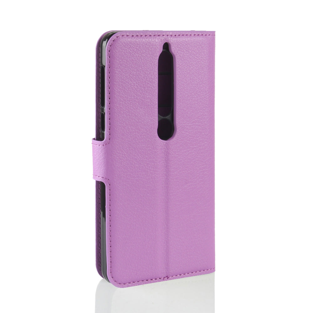 Litchi Texture PU Leather Wallet Stand Mobile Phone Shell for Nokia 6.1 (5.5-inch)