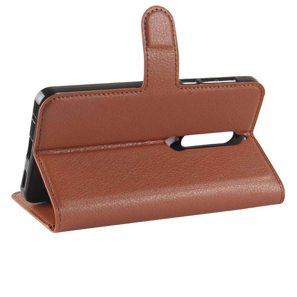 Litchi Texture PU Leather Wallet Stand Mobile Phone Shell for Nokia 6.1 (5.5-inch)
