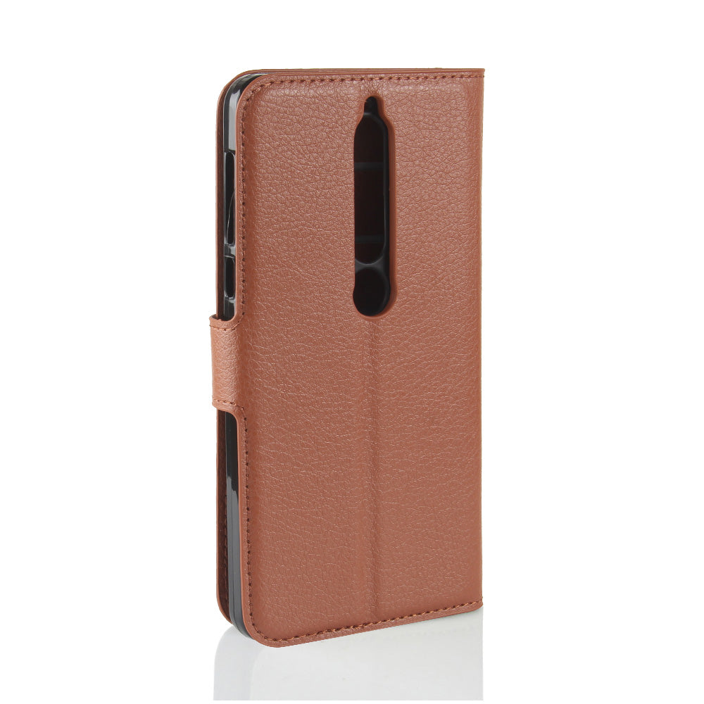 Litchi Texture PU Leather Wallet Stand Mobile Phone Shell for Nokia 6.1 (5.5-inch)
