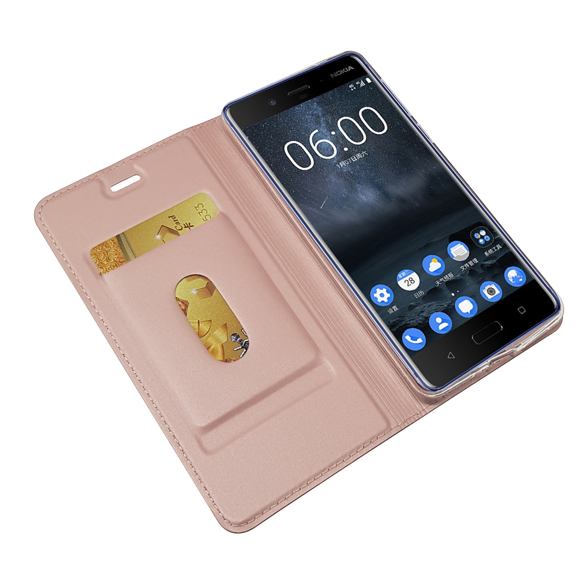Magnetic Leather Card Holder Mobile Phone Cover with Stand for Nokia 8