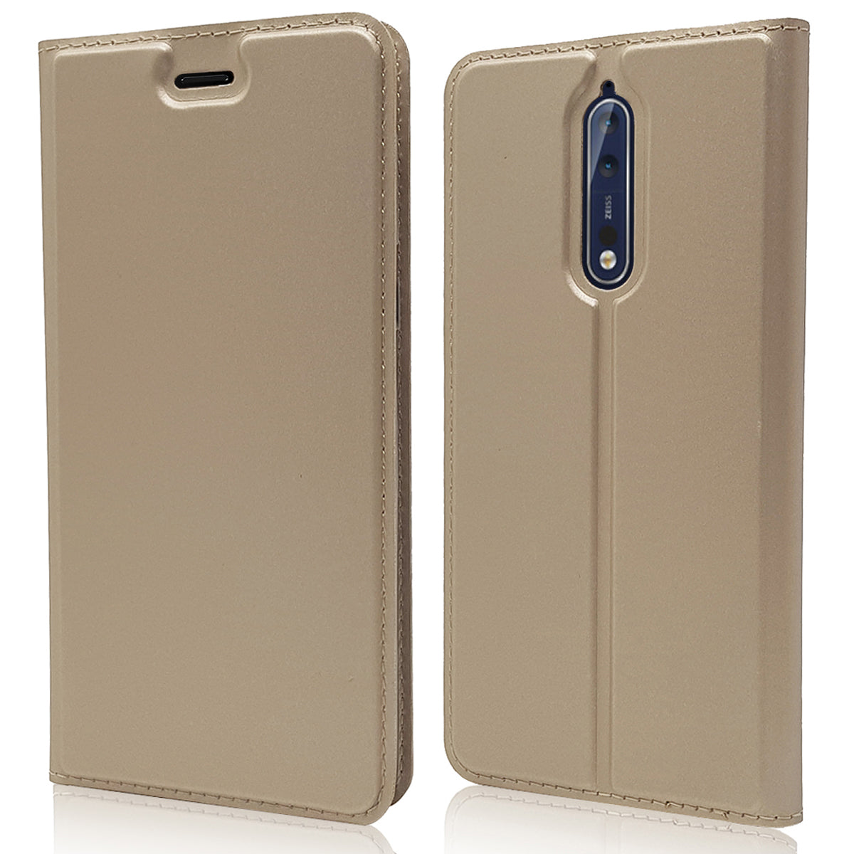 Magnetic Leather Card Holder Mobile Phone Cover with Stand for Nokia 8