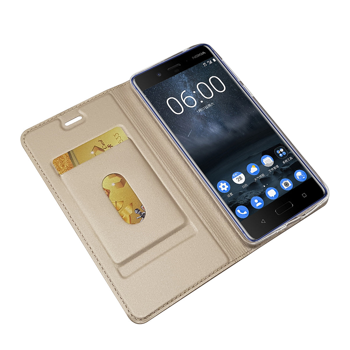 Magnetic Leather Card Holder Mobile Phone Cover with Stand for Nokia 8