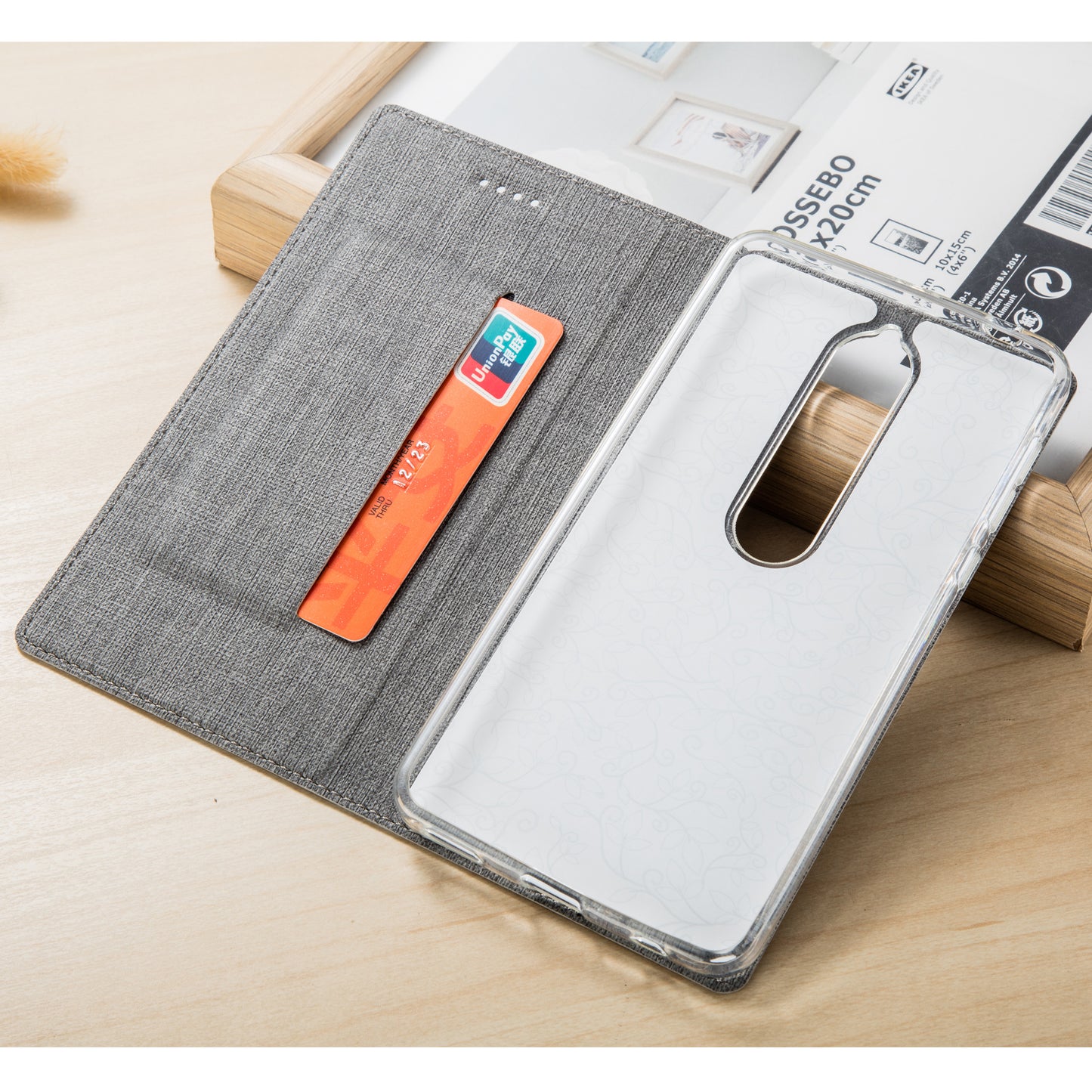 VILI DMX Cross Texture Auto-absorbed Card Slot Leather Stand Cover for Nokia 6.1 (5.5-inch)