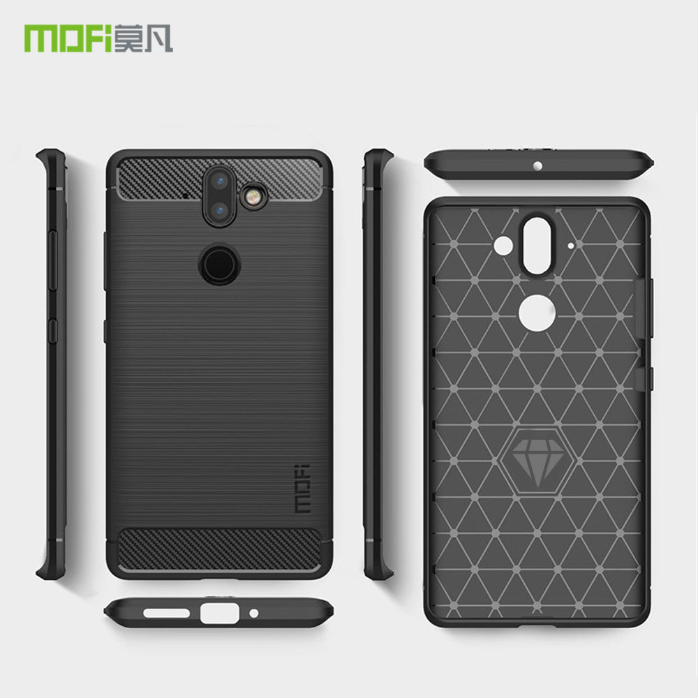 MOFI Carbon Fiber Texture Brushed TPU Cell Phone Case for Nokia 8 Sirocco