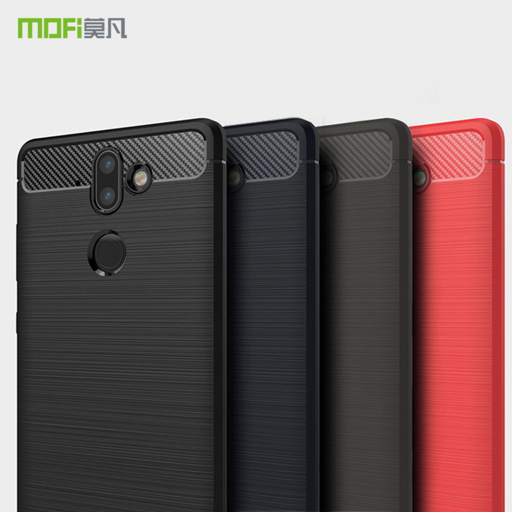 MOFI Carbon Fiber Texture Brushed TPU Cell Phone Case for Nokia 8 Sirocco