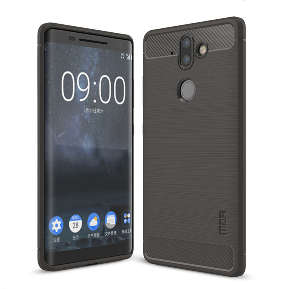 MOFI Carbon Fiber Texture Brushed TPU Cell Phone Case for Nokia 8 Sirocco