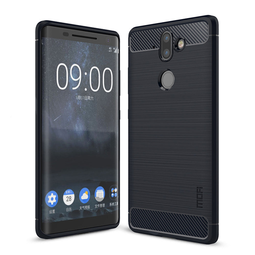 MOFI Carbon Fiber Texture Brushed TPU Cell Phone Case for Nokia 8 Sirocco