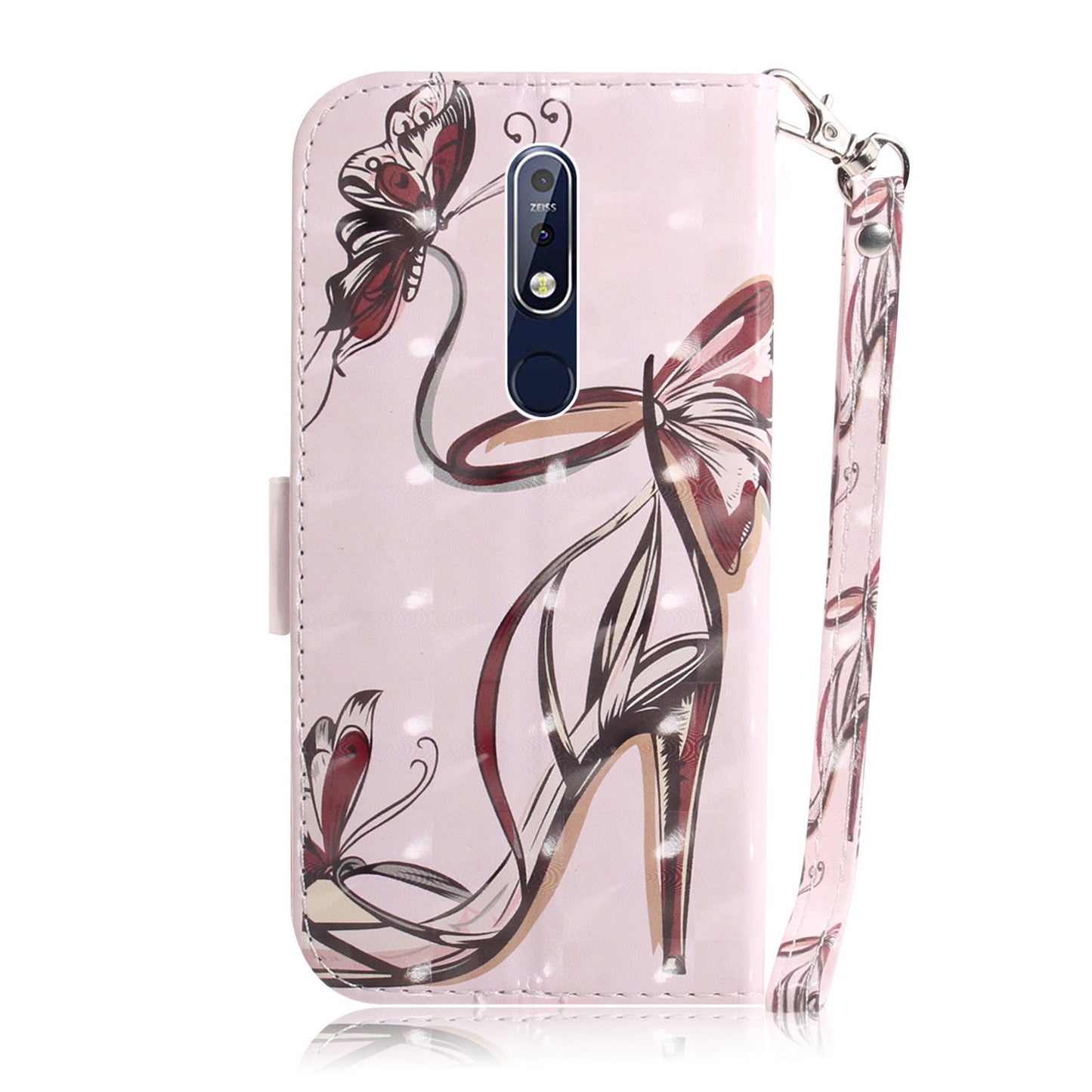 For Nokia 7.1 Patterned Leather Mobile Case [Wallet] [Stand] [Light Spot Decor]