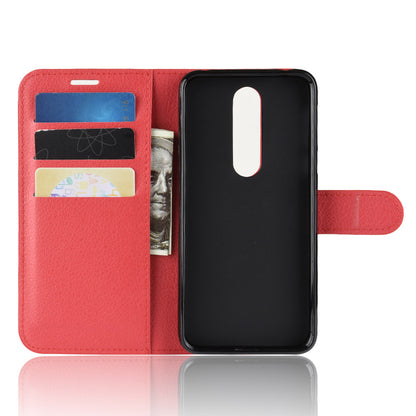 Litchi Skin PU Leather Cell Phone Case for Nokia 7.1