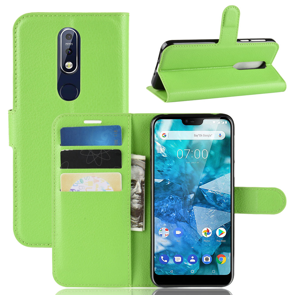 Litchi Skin PU Leather Cell Phone Case for Nokia 7.1