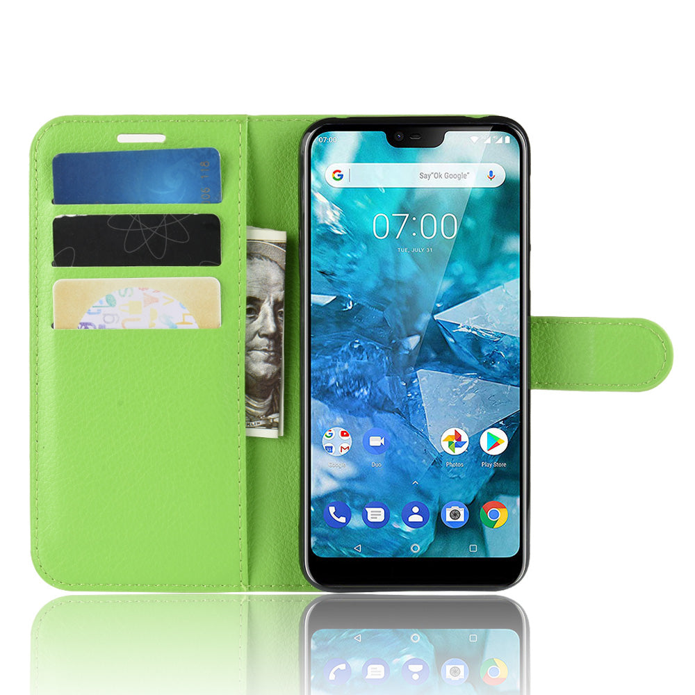 Litchi Skin PU Leather Cell Phone Case for Nokia 7.1