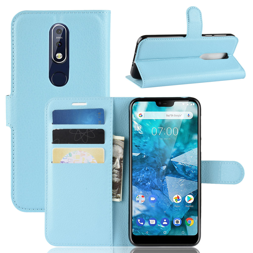 Litchi Skin PU Leather Cell Phone Case for Nokia 7.1