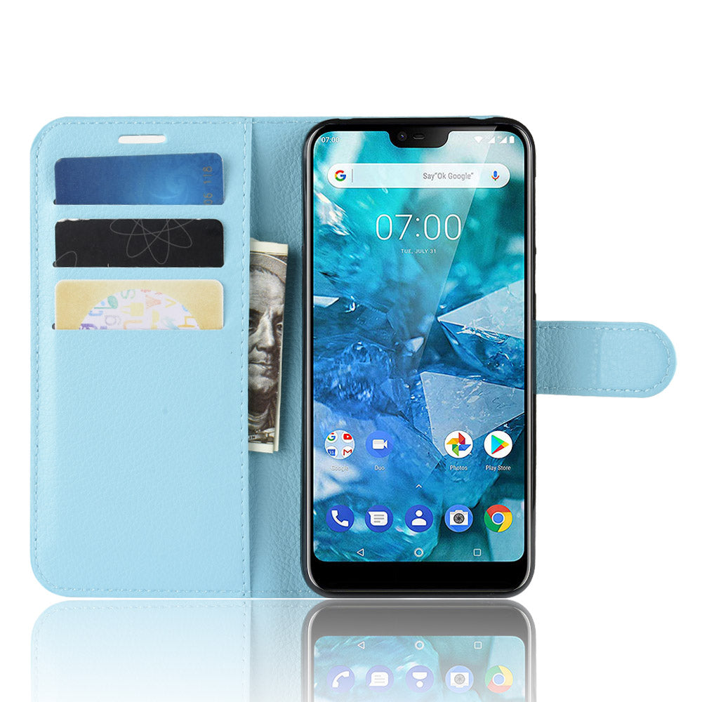 Litchi Skin PU Leather Cell Phone Case for Nokia 7.1