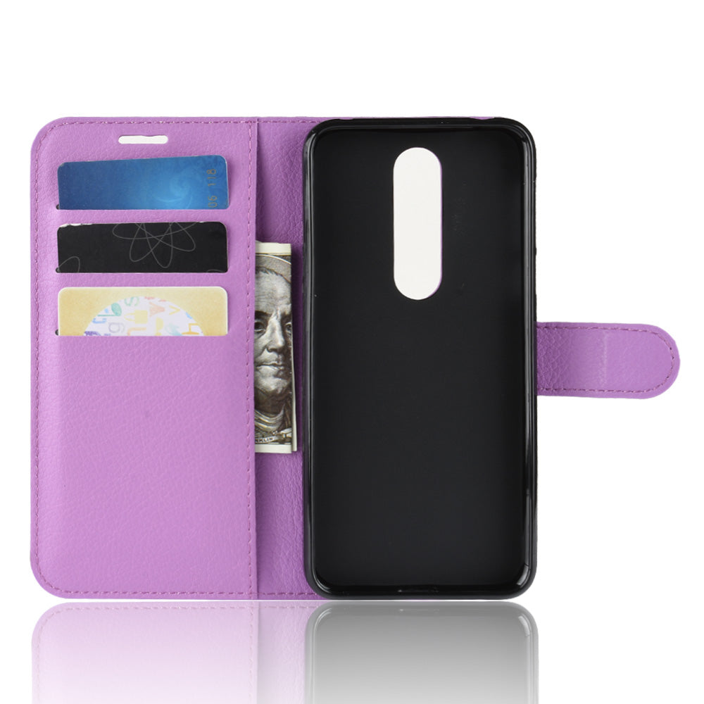 Litchi Skin PU Leather Cell Phone Case for Nokia 7.1