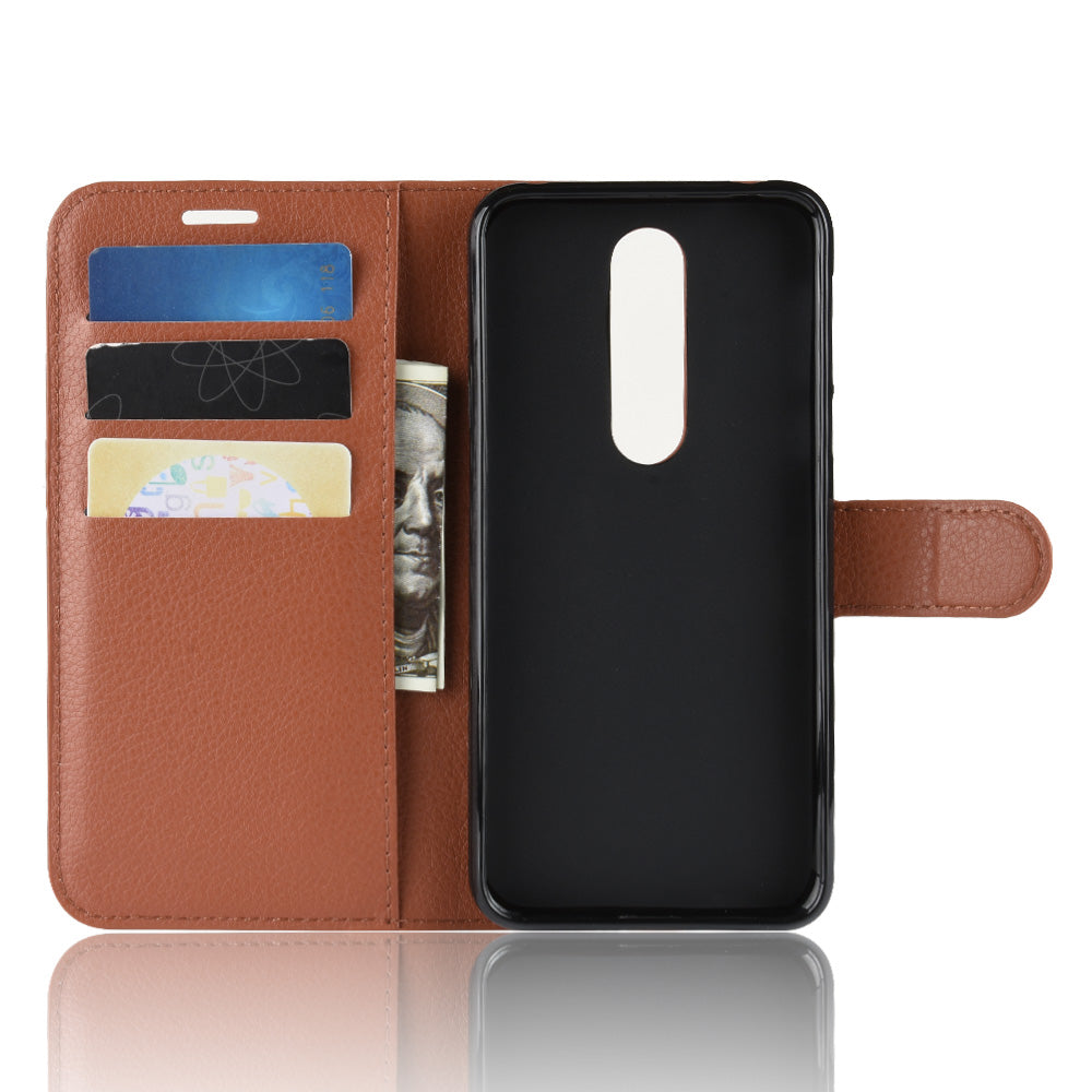 Litchi Skin PU Leather Cell Phone Case for Nokia 7.1