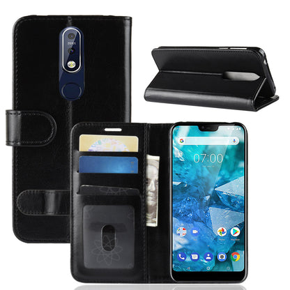 Crazy Horse Magnetic Stand Wallet Leather Mobile Phone Case for Nokia 7.1