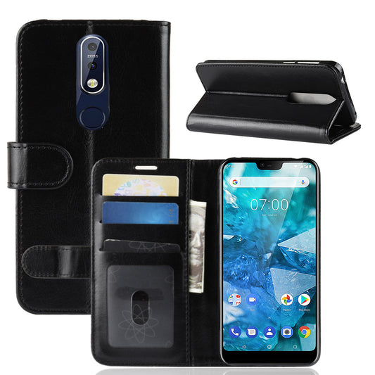 Crazy Horse Magnetic Stand Wallet Leather Mobile Phone Case for Nokia 7.1