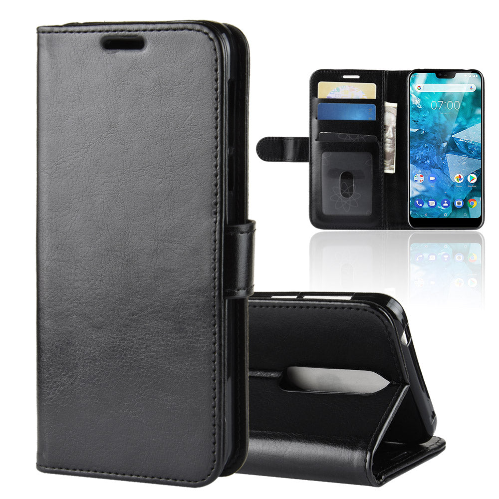Crazy Horse Magnetic Stand Wallet Leather Mobile Phone Case for Nokia 7.1