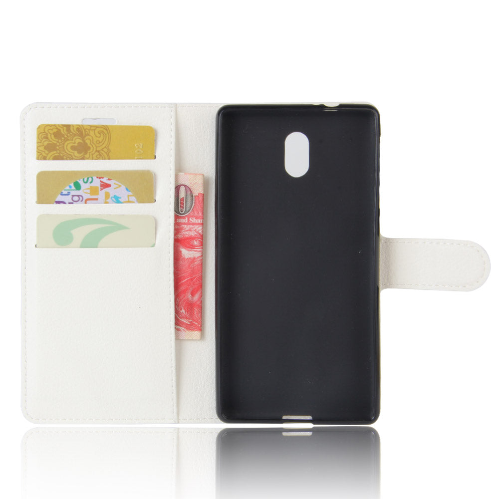 Lychee Skin Leather Wallet Case for Nokia 3