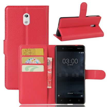 Lychee Skin Leather Wallet Case for Nokia 3