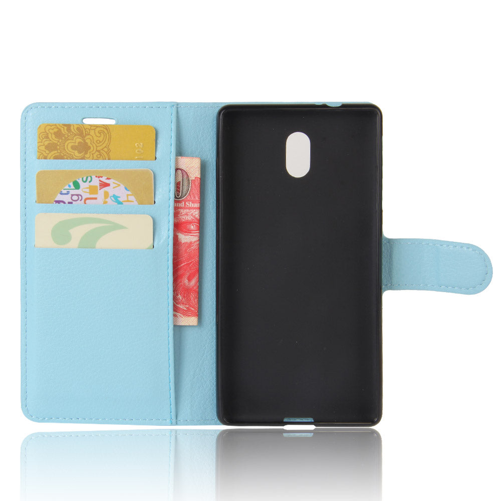 Lychee Skin Leather Wallet Case for Nokia 3