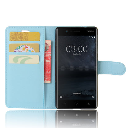 Lychee Skin Leather Wallet Case for Nokia 3