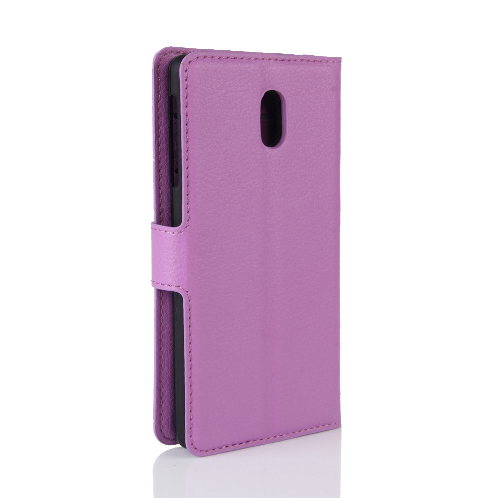 Lychee Skin Leather Wallet Case for Nokia 3