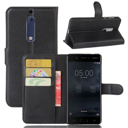 Litchi Skin Leather Stand Case with Card Slots for Nokia 5 Wallet Design Phone Accessory