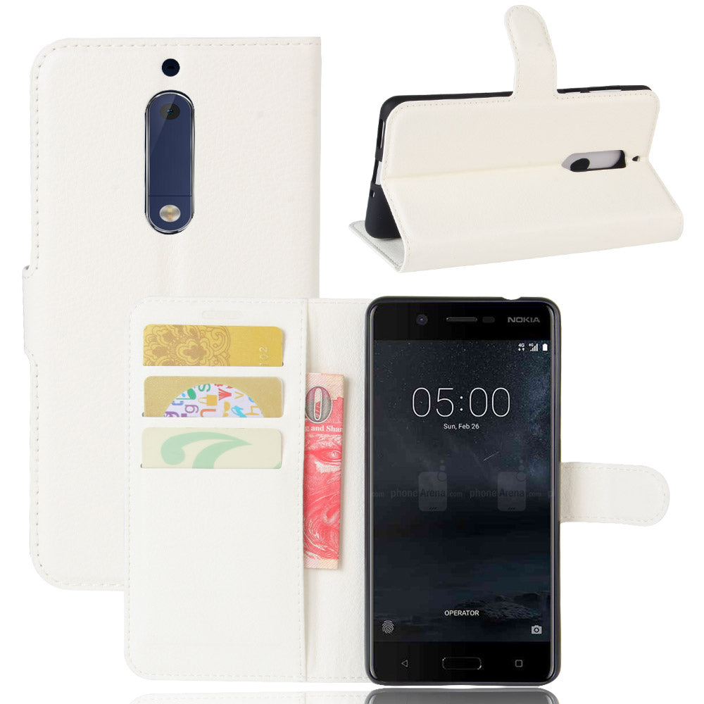 Litchi Skin Leather Stand Case with Card Slots for Nokia 5 Wallet Design Phone Accessory