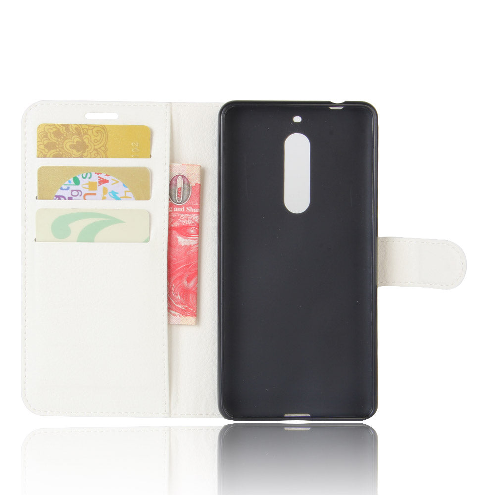 Litchi Skin Leather Stand Case with Card Slots for Nokia 5 Wallet Design Phone Accessory