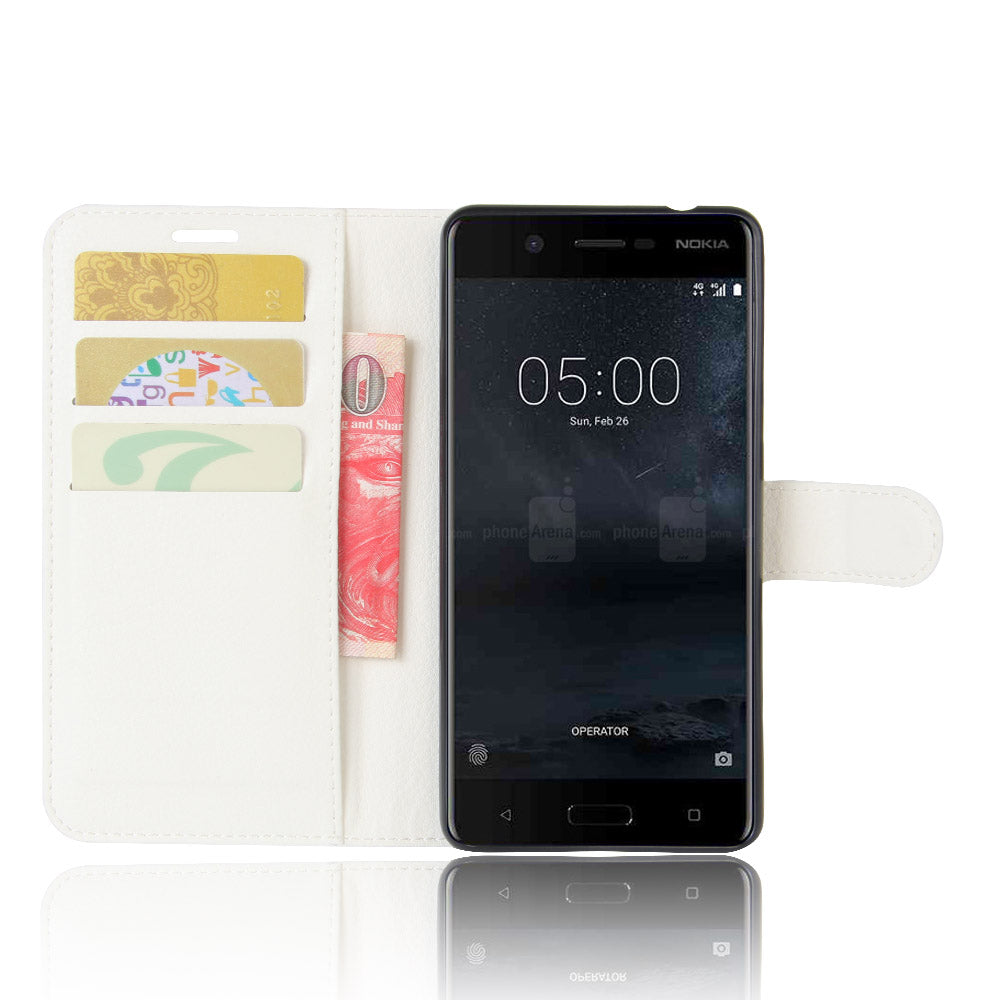 Litchi Skin Leather Stand Case with Card Slots for Nokia 5 Wallet Design Phone Accessory