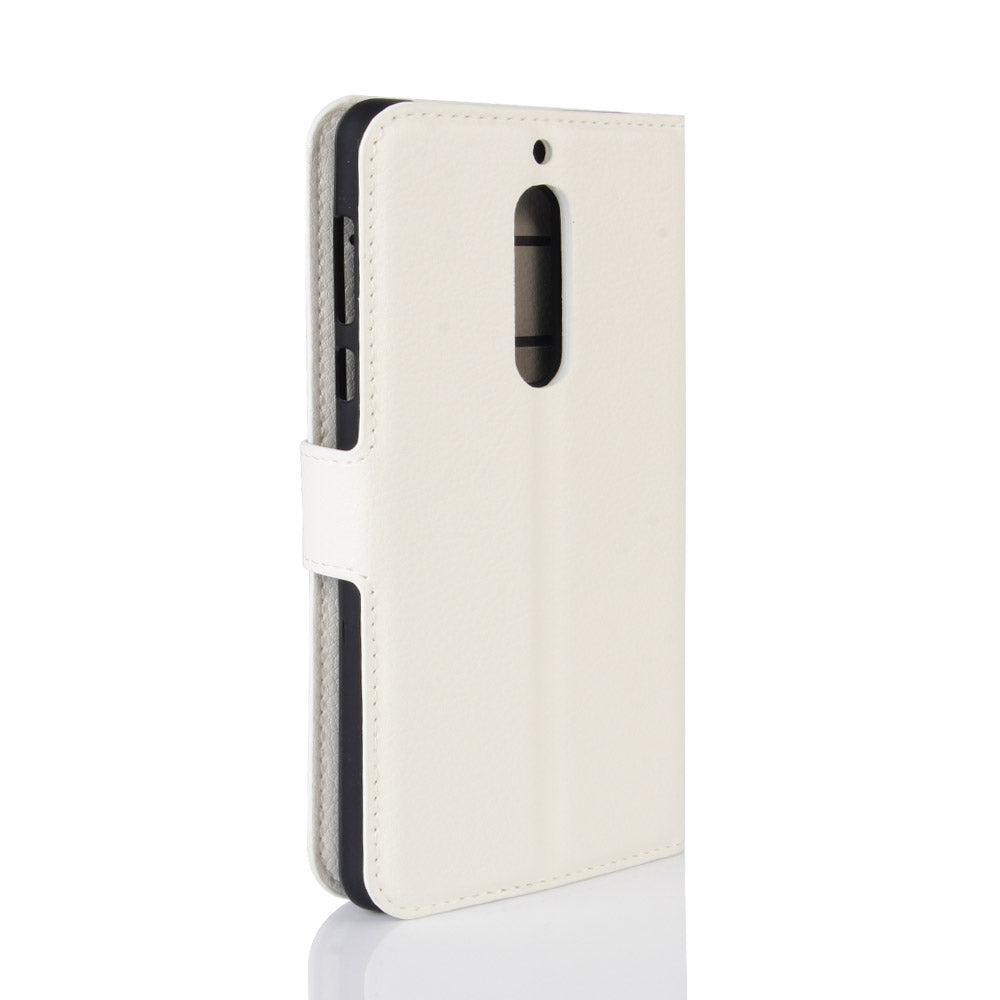 Litchi Skin Leather Stand Case with Card Slots for Nokia 5 Wallet Design Phone Accessory